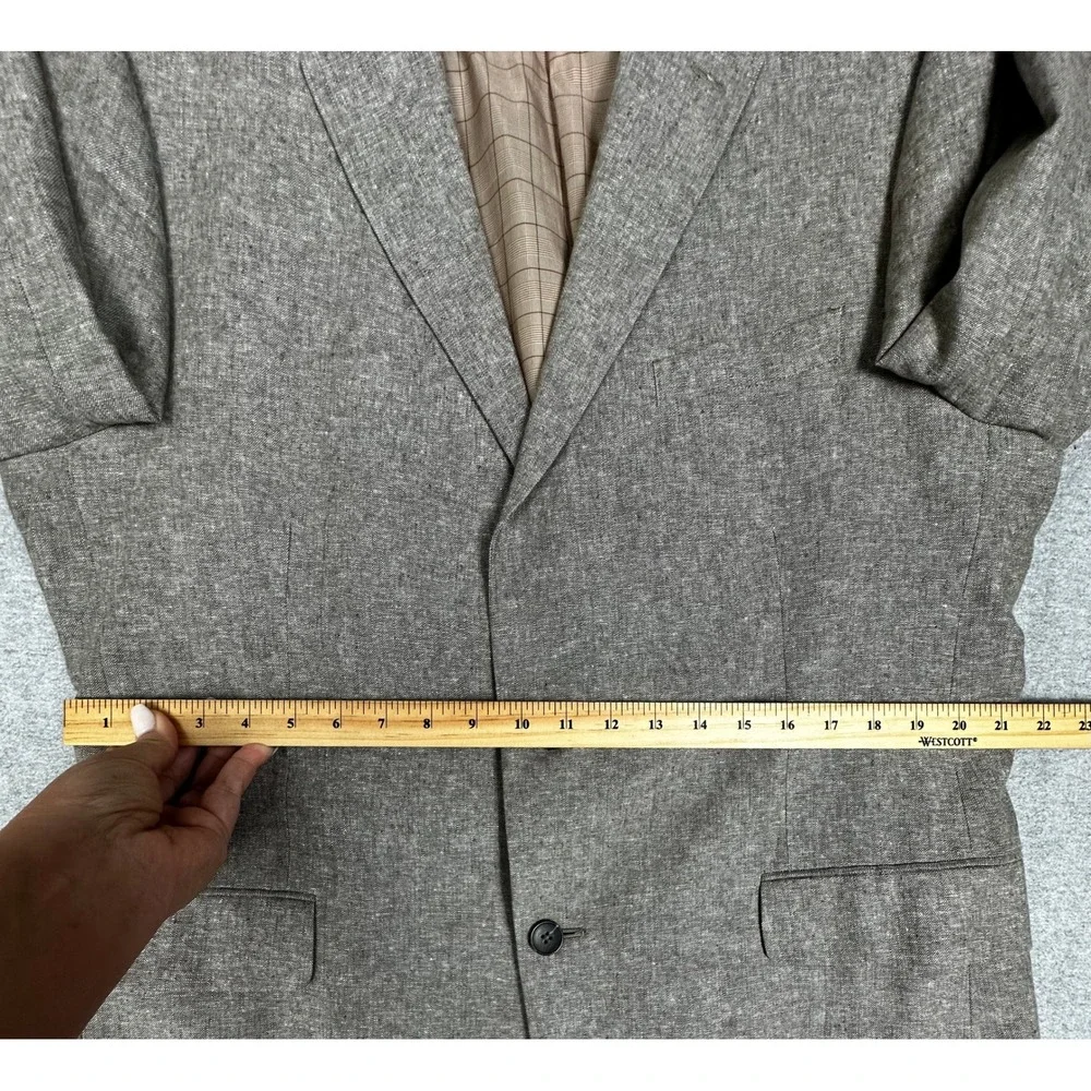 Stafford Sport Coat 44L Long Taupe Gray Brown Linen Cotton Classic Fit Blazer